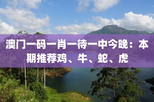 澳门一码一肖一待一中今晚：本期推荐鸡、牛、蛇、虎