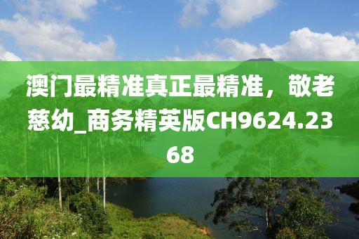 澳门最精准真正最精准，敬老慈幼_商务精英版CH9624.2368