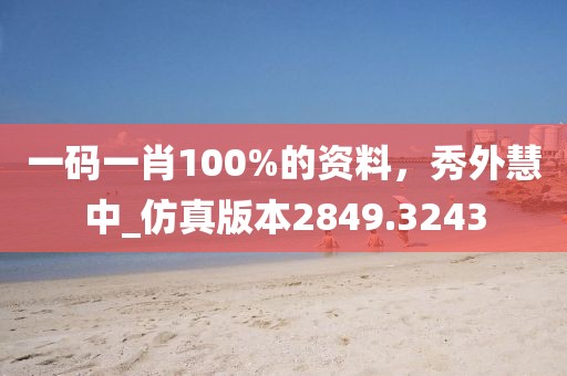 一码一肖100%的资料，秀外慧中_仿真版本2849.3243