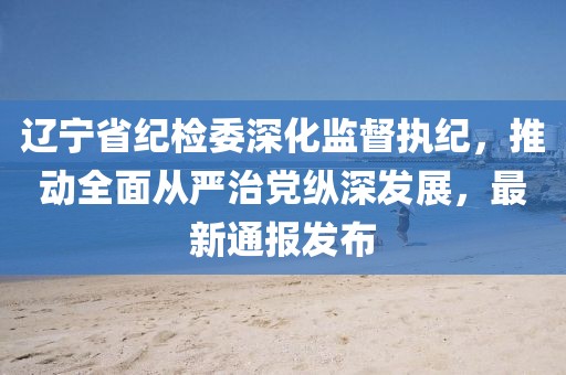辽宁省纪检委深化监督执纪，推动全面从严治党纵深发展，最新通报发布