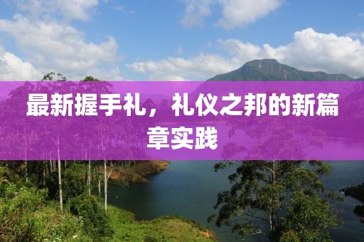 最新握手礼，礼仪之邦的新篇章实践