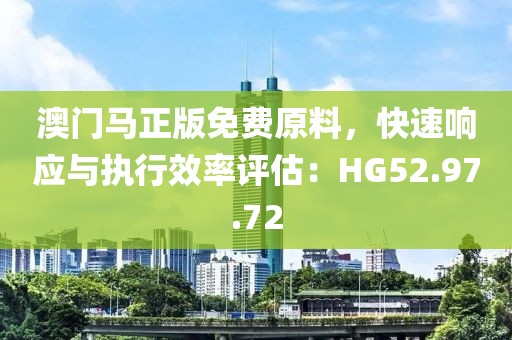 澳门马正版免费原料，快速响应与执行效率评估：HG52.97.72
