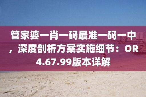 管家婆一肖一码最准一码一中，深度剖析方案实施细节：OR4.67.99版本详解
