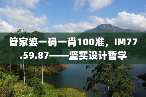 管家婆一码一肖100准，IM77.59.87——坚实设计哲学