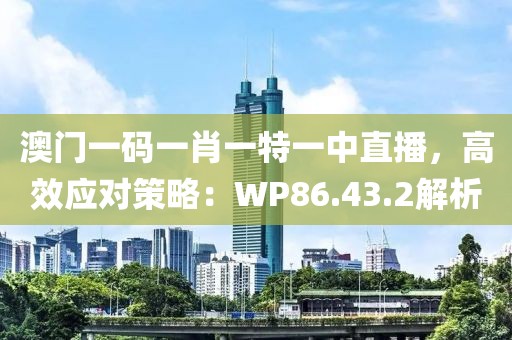 澳门一码一肖一特一中直播，高效应对策略：WP86.43.2解析