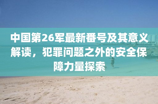 中国第26军最新番号及其意义解读，犯罪问题之外的安全保障力量探索